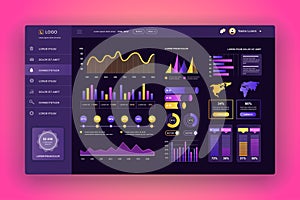 Dashboard UI. Admin panel vector design