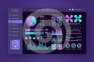 Dashboard UI. Admin panel vector design