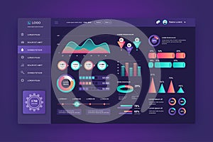 Dashboard UI. Admin panel vector design