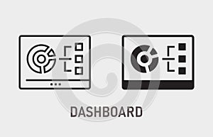 Dashboarding visualization icon on white background. Vector illustration.