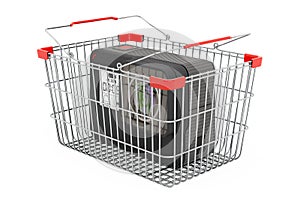 Dashcam inside shopping basket, 3D rendering