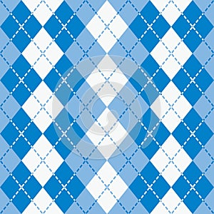 Dashed Argyle in Blue and White