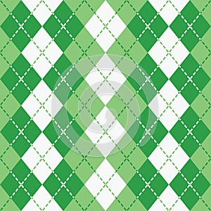 Dashed Argyle in Green and White