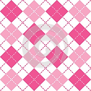 Dashed Argyle Pattern in Pink and White