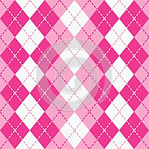 Dashed Argyle in Pink and White