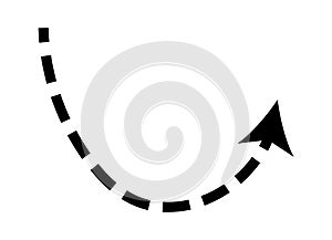 Dashed arrow set. Vector doodle dot line. Thin pointer arrows