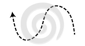 Dashed arrow set. Vector doodle dot line. Thin pointer arrows