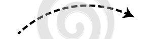 Dashed arrow set. Vector doodle dot line. Thin pointer arrows