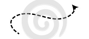 Dashed arrow set. Vector doodle dot line. Thin pointer arrows