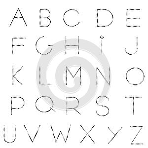 Dashed line alphabet set photo