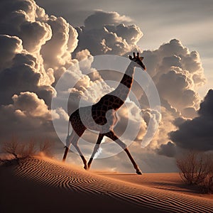 Dashing Across the Dunes: The Majestic Giraffe's Desert Trot