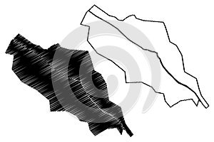 Dasoguz City Republic of Turkmenistan, Turkmenia, Turkmenistanis, Dasoguz Province map vector illustration, scribble sketch City