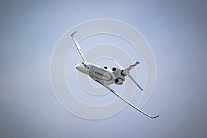 Dassault Falcon 8X corporate jet in flight during the Paris Air Show. France - June 22, 2017