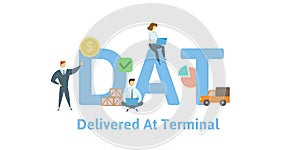 DAT, Delivered at Terminal. Concept with keywords, letters and icons. Flat vector illustration. Isolated on white photo