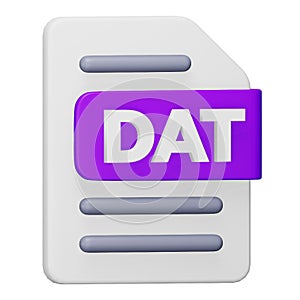 Dat file format 3d rendering isometric icon.