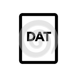 DAT file icon line isolated on white background. Black flat thin icon on modern outline style. Linear symbol and editable stroke.