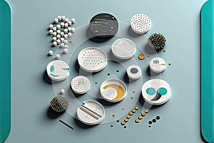 Data abstract concept with clusters, particles and objects collected and sorted. Digital sorting and management concept