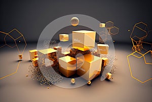 Data abstract concept with clusters, particles and objects collected and sorted. Digital sorting and management concept