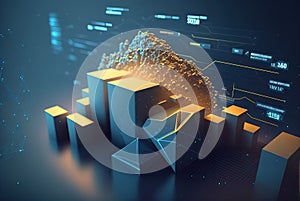Data abstract concept with clusters, particles and objects collected and sorted. Digital sorting and management concept