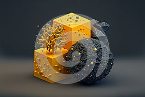 Data abstract concept with clusters, particles and objects collected and sorted. Digital sorting and management concept