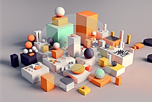 Data abstract concept with clusters, particles and objects collected and sorted. Digital sorting and management concept