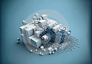 Data abstract concept with clusters, particles and objects collected and sorted. Digital sorting and management concept