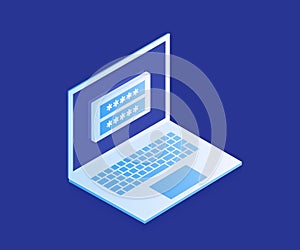 Data Access concept, login form on screen laptop, personal account, authorization process, inter password. Modern vector