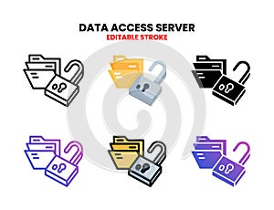 Data access server icon set with different style