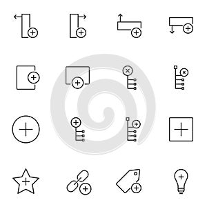 Data Add, plus line icons set