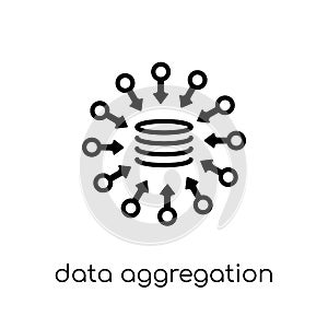 data aggregation icon. Trendy modern flat linear vector data aggregation icon on white background from thin line general photo