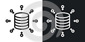 Data aggregation thin line vector icon set