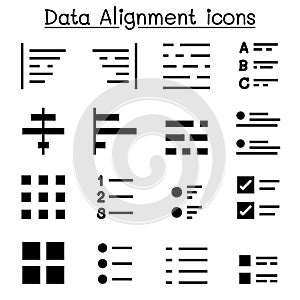 Data alignment & Text Formatting icons