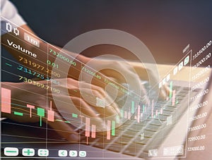 Data Analysis for Business and Finance Concept Graphic interface showing future computer technology of profit analytics, online