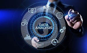 Data analysis business intelligence analytics internet technology concept. photo