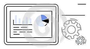 Data Analytics and Process Optimization with Charts and Gears Illustration
