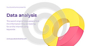 Data analysis business planning financial management circle chart diagram 3d banner realistic vector