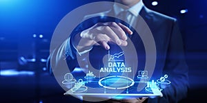 Data analysis business technology concept on vr screen.