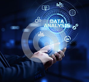 Data analysis business technology concept on vr screen.