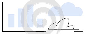 Data Analysis and Cloud Computing Concept with Bar Chart and Cloud Symbol