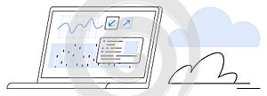 Data Analytics and Cloud Computing Concept with Graphs on Laptop Screen