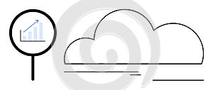 Data Analysis and Cloud Computing Concept with Magnifying Glass and Simplified Cloud Design