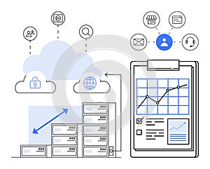 Cloud Computing and Data Management with Analytics and Security Concept