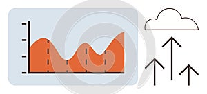 Data Analysis and Cloud Storage Concept with Graph and Upload Arrows