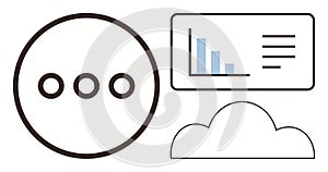Cloud Storage and Data Visualization Concept with Graph and Communication Elements