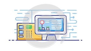Data Analysis on Computer Monitor, vector design Generative AI