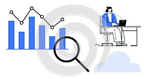 Data Analysis and Cloud Computing Concept with Analytics Tools and Remote Work Visualization