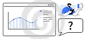 Data Analysis Concept with Graph, User Feedback, and Analytics Visualization