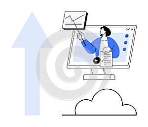Digital Presentation and Data Analysis Concept with Graphs and Online Collaboration Tools