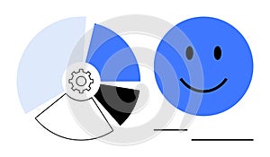 Data Analysis and User Satisfaction Concept Pie Chart and happy Face