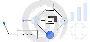 Abstract Data Analysis and Digital Connectivity Concept with Charts and Global Network Elements